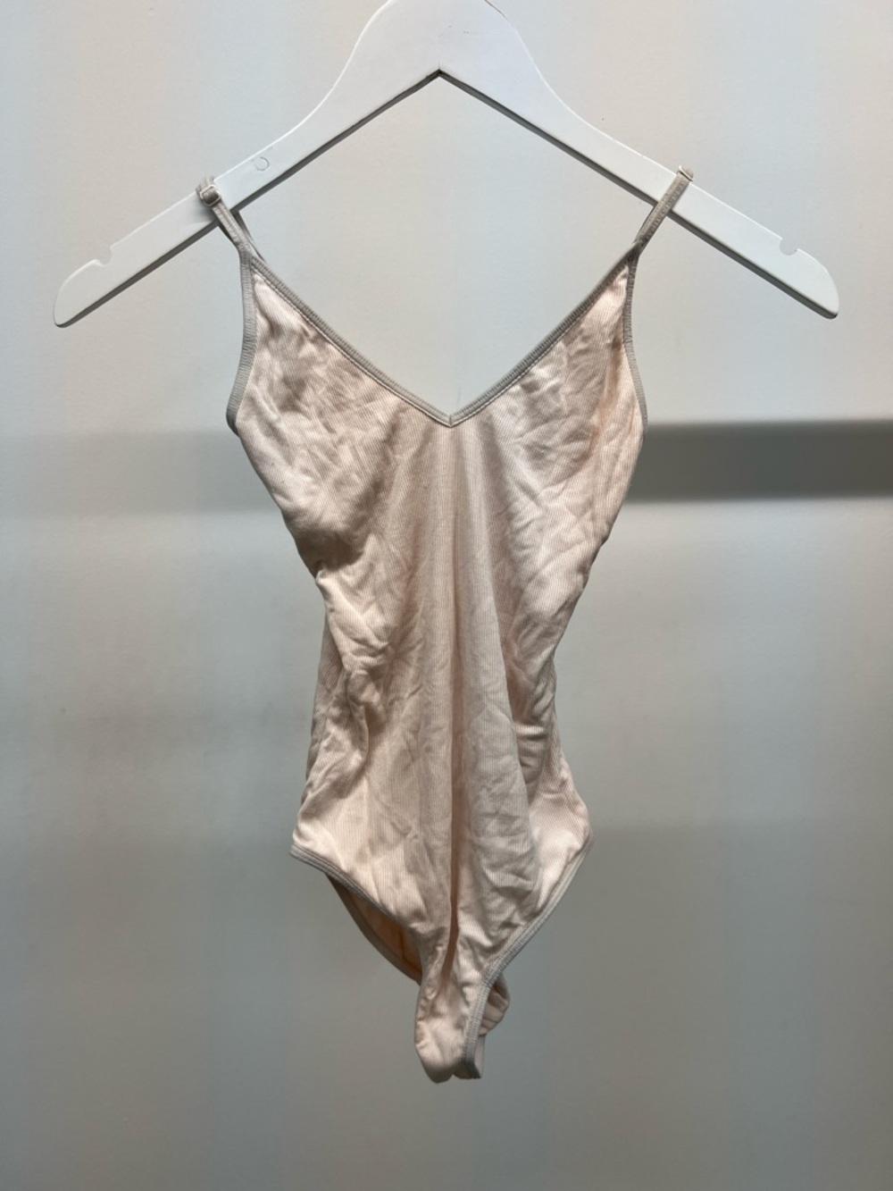 Talula Light Pink Ribbed V-Neck Bodysuit - Picture 1 of 5